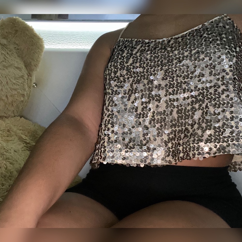 Gold Sequin Crop Top
